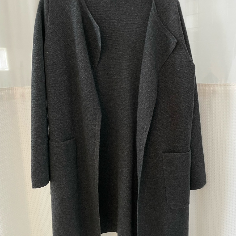 J. Crew charcoal Grey collarless sweater-blazer - Picture 10 of 13